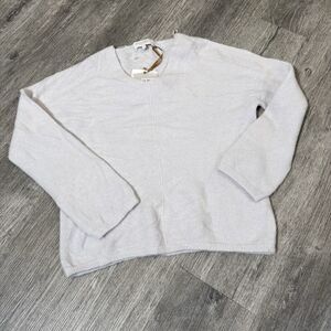 Bianco&Blu Made in Italy Luxury Alpaca Blend V-Neck Sweater Pearl NWT Medium